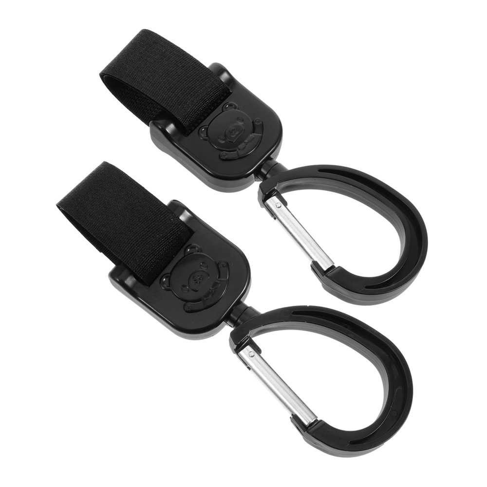 HAPINARY Universal Stroller Hooks, Alloy and Plastic, Swivel, 2-Pack, Black