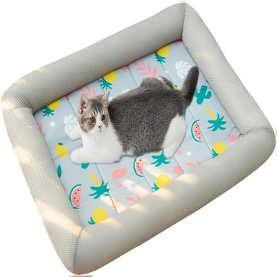 BANTASE Water-Filled Cooling Mat for Cats and Dogs, Self-Cooling, Waterproof and Non-Slip, Gray, S