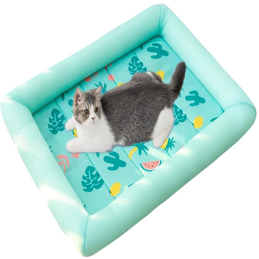 BANTASE Cooling Mat for Cats, 45 x 33, Thick Cooling Mat for Small Dogs, Cats, Rabbits, and Guinea Pigs (Green, M)