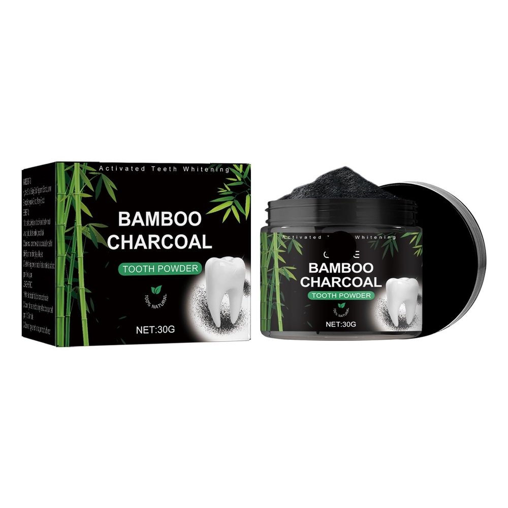 KLYso Bamboo Charcoal Tooth Powder, Natural Whitening and Deep Cleaning, Fresh Breath, Stain and Tartar Removal, Enamel and Gum Care (1 pc)