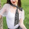 Women's Zebra-Stripe Satin Hair Scarf view 4