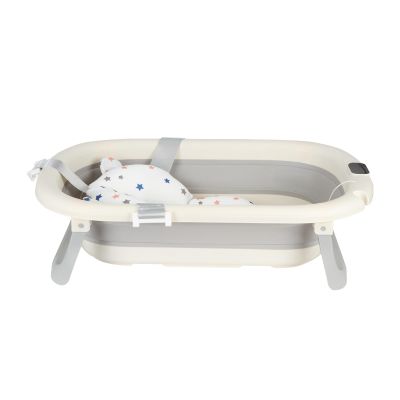 Foldable Baby Bathtub with Non-Slip Cushion, Gray, 43 x 71 x 18.5 cm