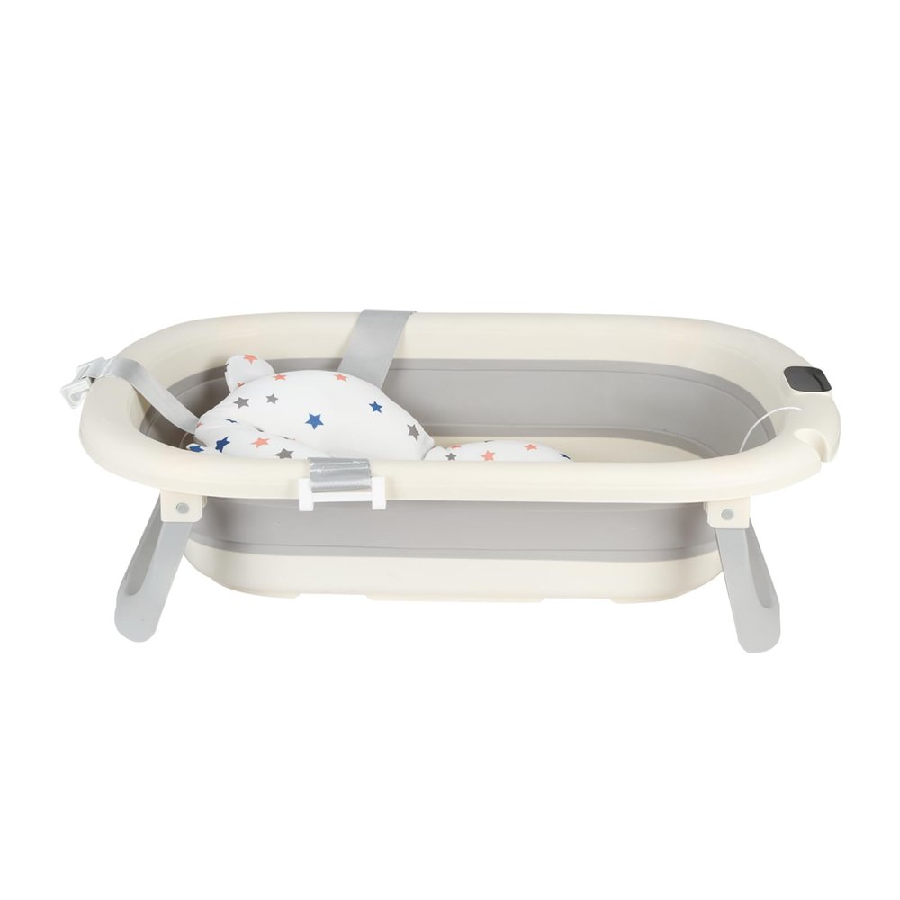 Foldable Baby Bathtub with Non-Slip Cushion, Gray, 43 x 71 x 18.5 cm