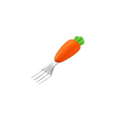 Home Cartoon Rabbit Silicone Suction Plate, Divided Plate, Fork, Spoon, Carrot [Fork]