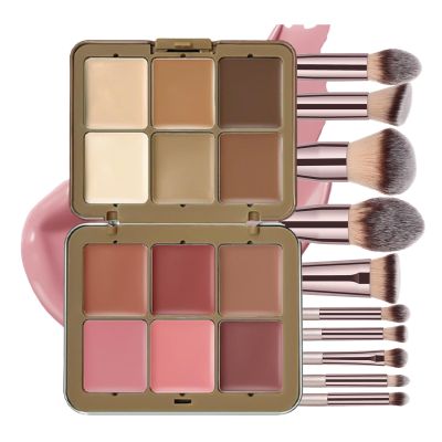12-Color Concealer & Blush Palette, 2-in-1 Matte Cream Blush and Concealer Palette, Long-Lasting, Smudge-Resistant, Natural-Looking, Blendable, Matte Finish Face Makeup Palette