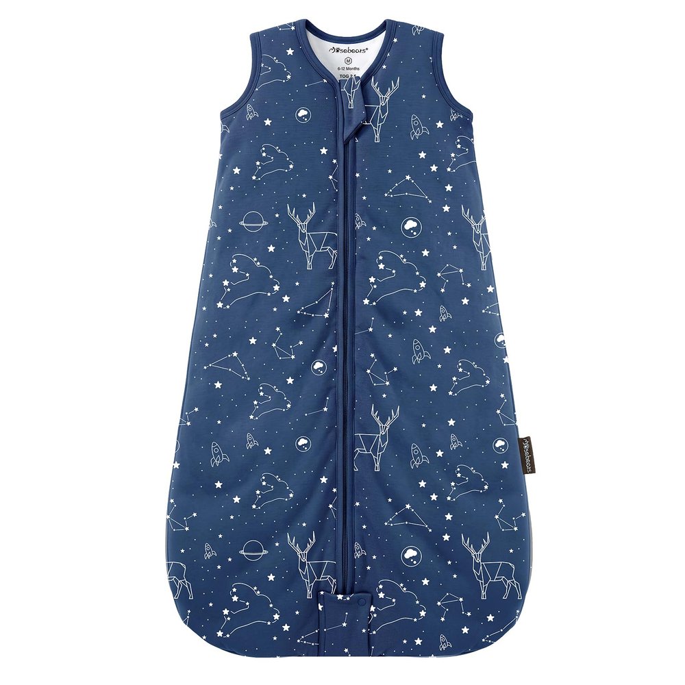 Mosebears Baby Winter Sleeping Bag 2.5 TOG, 100% Cotton, 0–24 Months (Navy Blue, L, 12–18 Months)