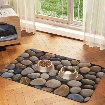 Petoskey Stone Dog Feeding Mat, 16 x 24 in, Nonslip, Super Absorbent, Quick-Drying