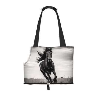 Black Stallion Printed Portable Foldable Pet Carrier