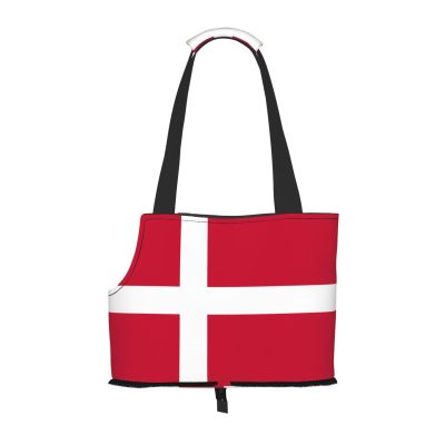 Danish Flag Printed Pet Shoulder Bag for Small Dogs and Cats, Shopping and Travel, Dual-Purpose Bag