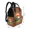 Diaper Bag Backpack for Women, Large Capacity, Hedgehog & Mushroom Print, Casual Daypack view 2