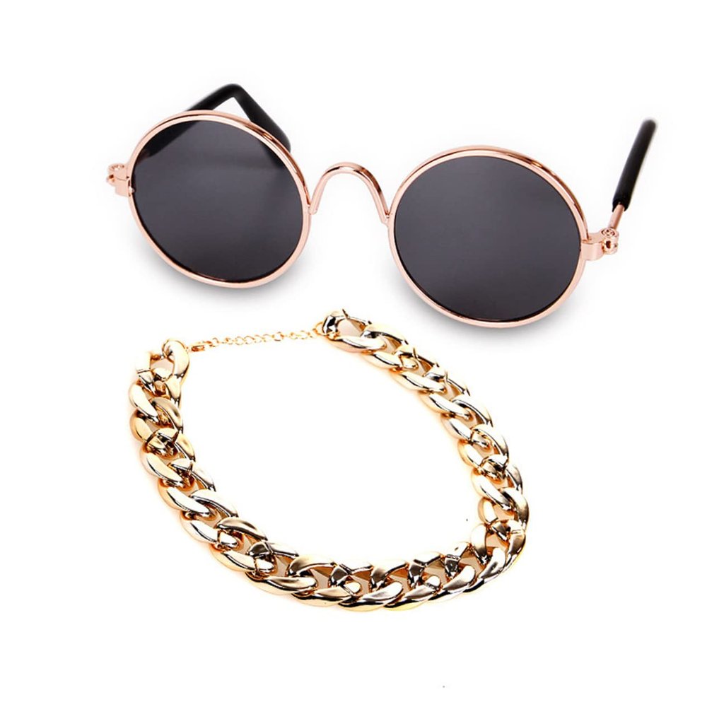 Garnet Fashionable Golden Metal Pet Necklace