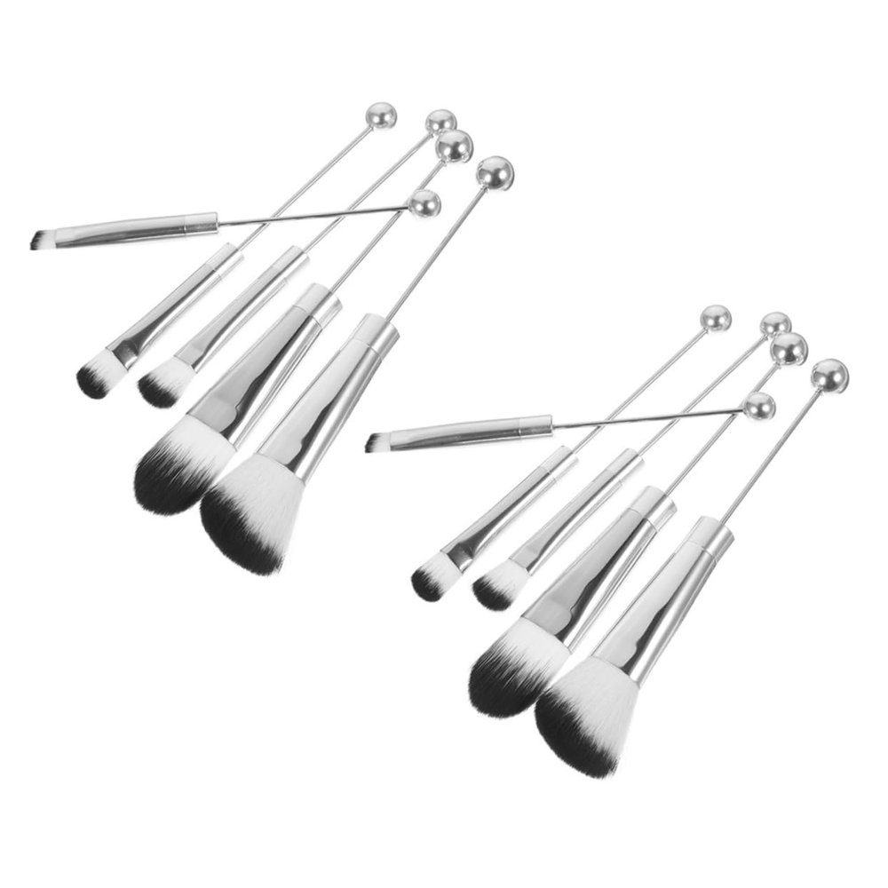 Makeup Brush Set with Metal Handles, 5 Pieces, for Blush and Powder