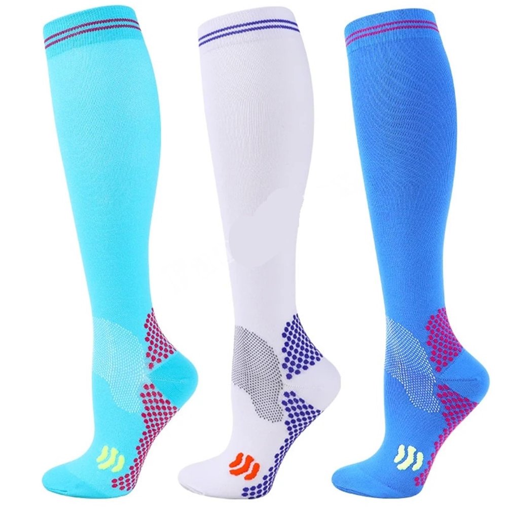 RRYPBOVG Men's Compression Socks, 3 Pairs, for Varicose Veins, Running, Cycling and Soccer (3MIX-156-13, S-M)