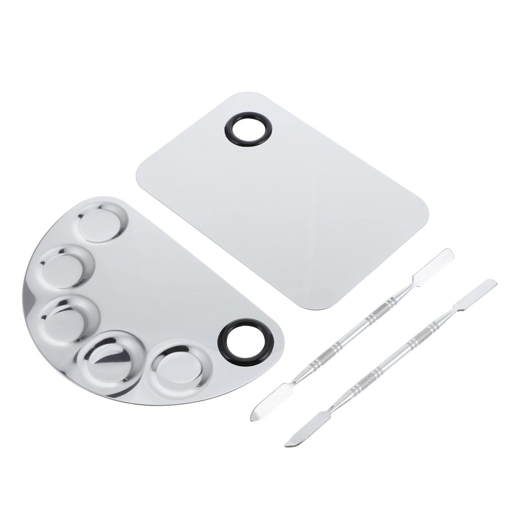 BESTYASH 2-Piece Stainless Steel Nail Art Mixing Palettes