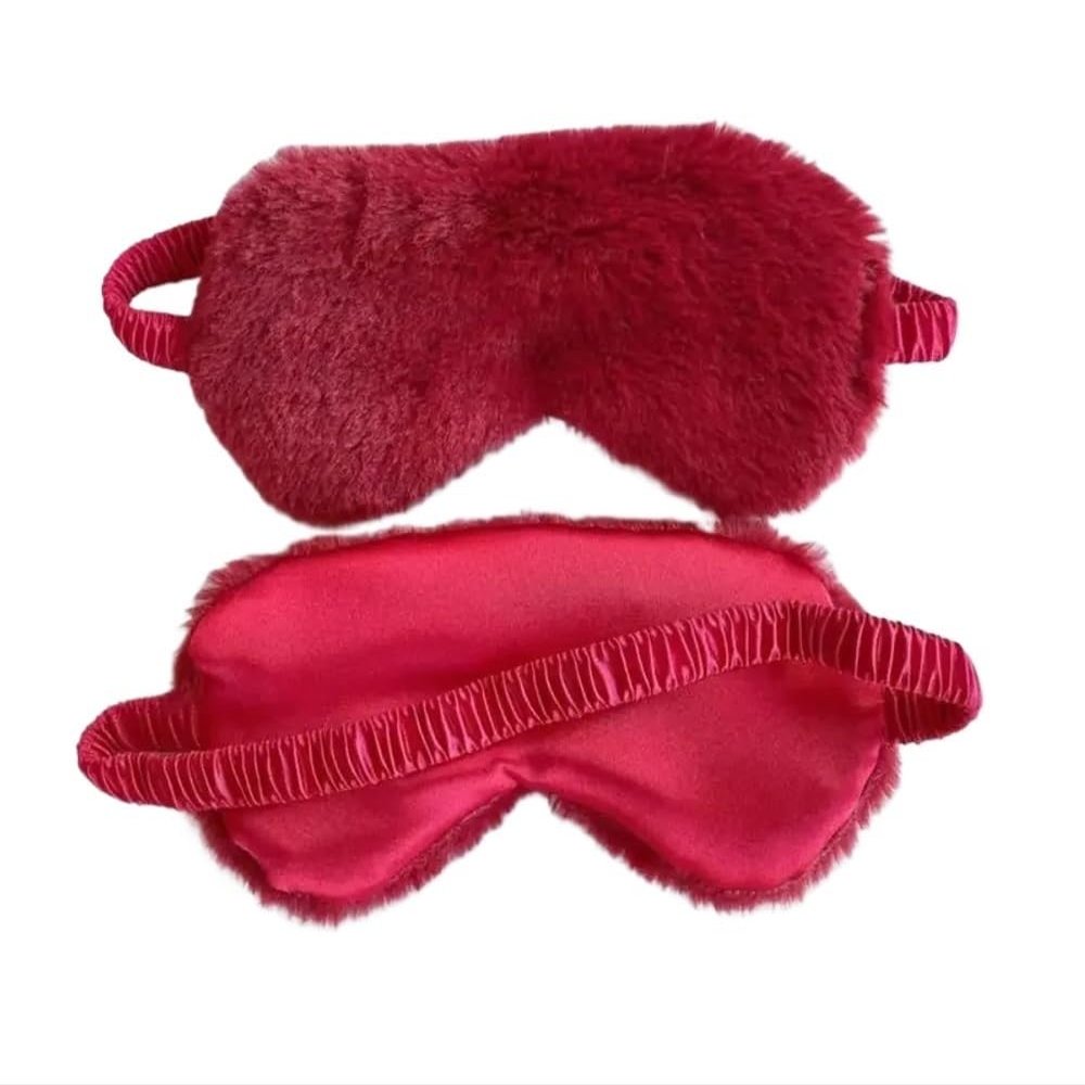 Sleep Mask, Soft Plush Cloud Eye Cover, Red