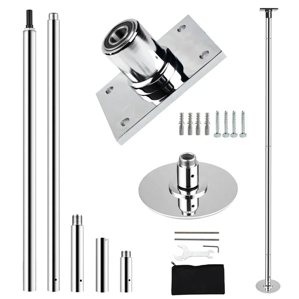 ZWCSHUU 45 mm Portable Spinning and Static Pole Dance Set, Adjustable, Silver