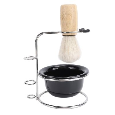 Men’s Shaving Brush Set with Bowl and Stainless Steel Stand