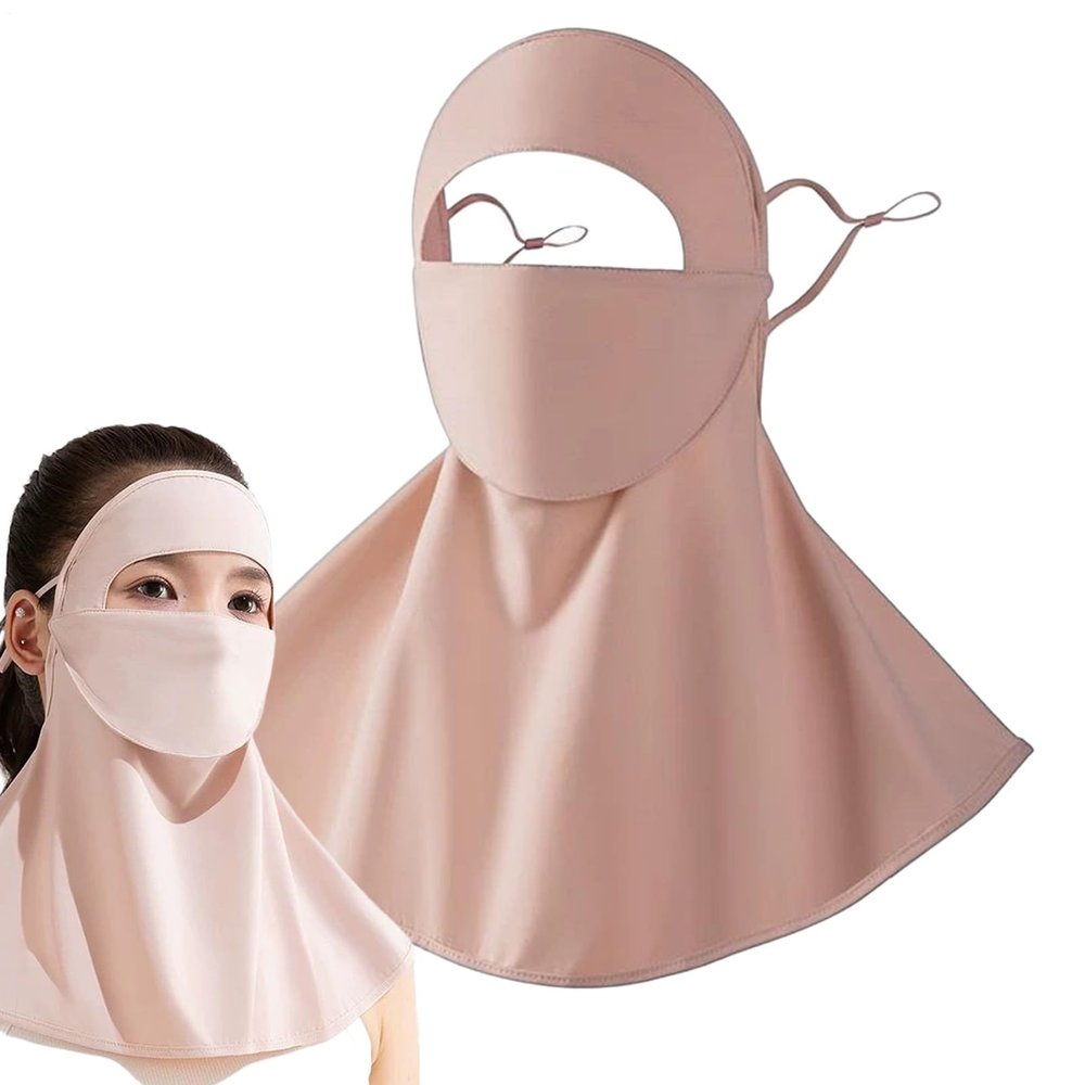 UV-Protective Face Covering with Neck Cover and Drinking Opening