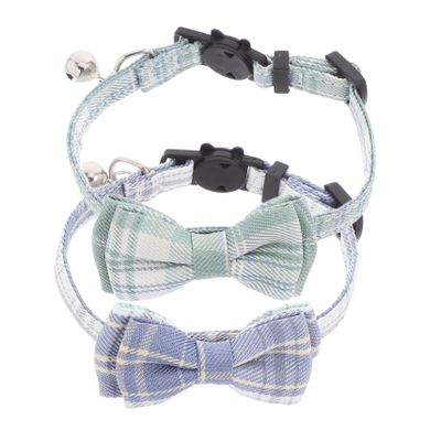 HANABASS Cat Collars with Bells and Bows, Breakaway, Adjustable, 2-Pack, Fabric