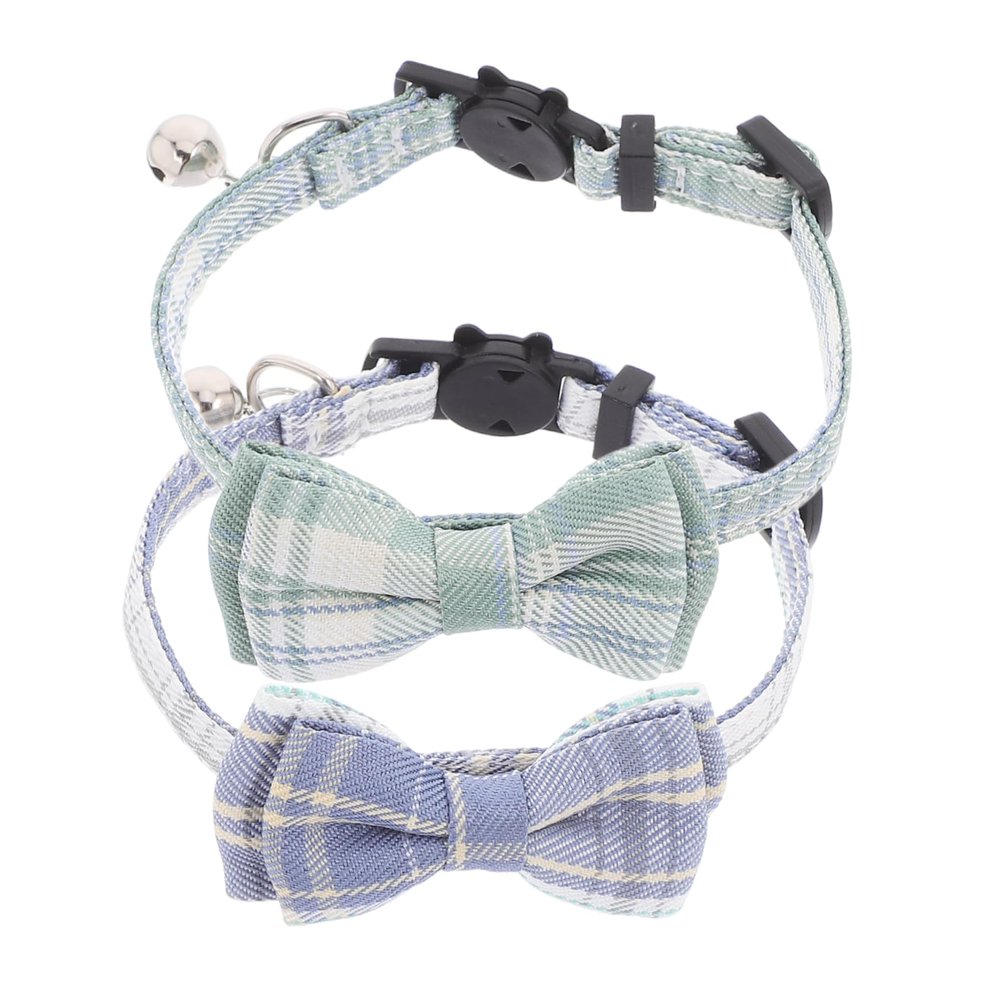 HANABASS Cat Collars with Bells and Bows, Breakaway, Adjustable, 2-Pack, Fabric