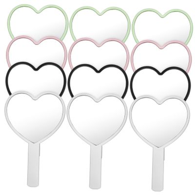 VALICLUD Compact Heart-Shaped Hand Mirrors, 12-Pack