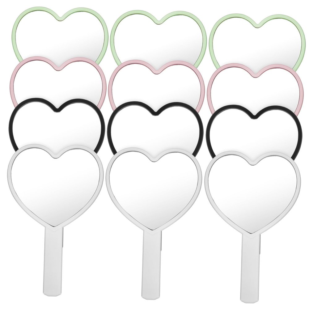 VALICLUD Compact Heart-Shaped Hand Mirrors, 12-Pack