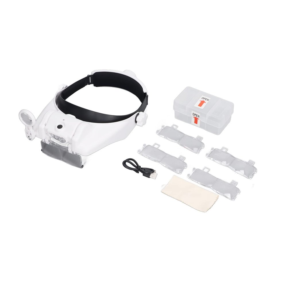 Rechargeable LED Headband Magnifying Glasses with 4 Lenses