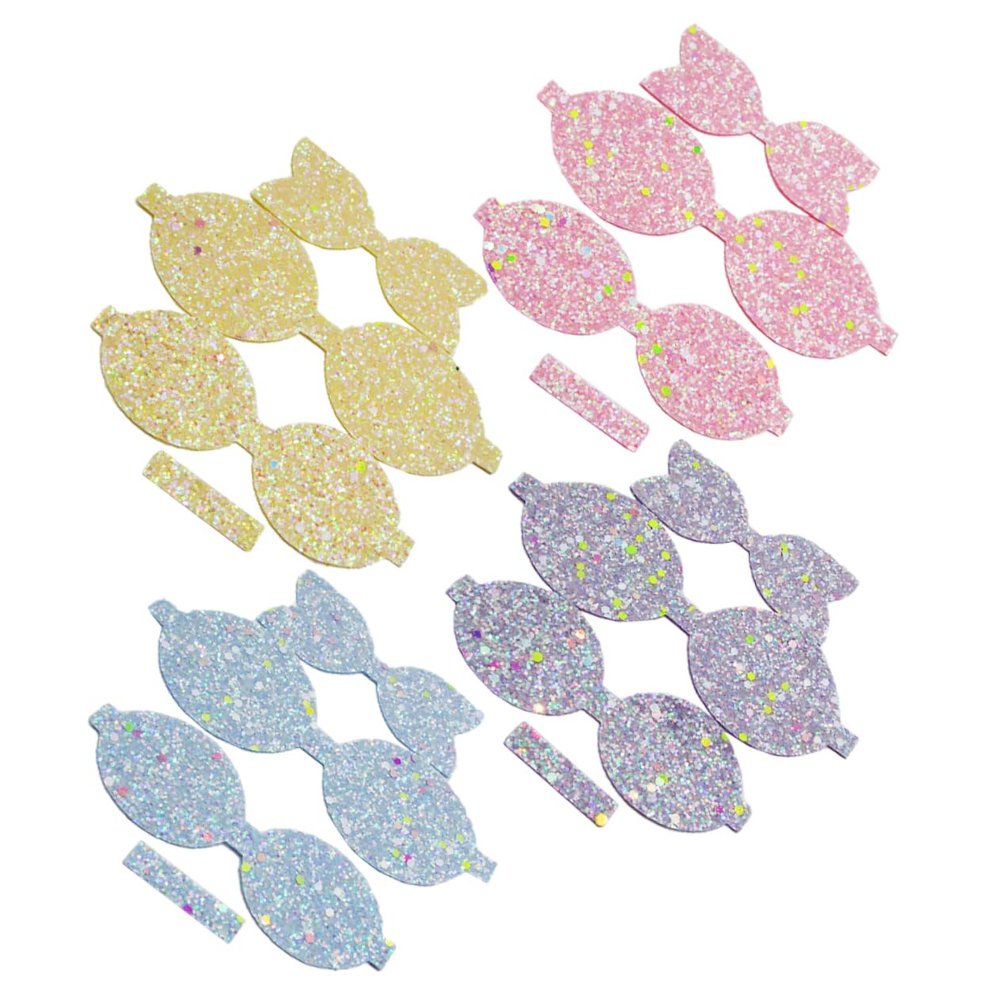 VALICLUD 4-Piece Glitter Fabric Bows for Hair Clips, Handmade with a Shiny Effect