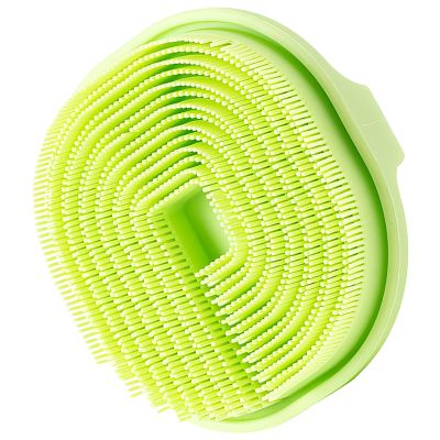 Silicone Body Scrubber, Anti-Slip Massage Loofah, Ergonomic Shower Brush, Soft Flexible Material, 5.86-Inch, Red/Blue/Green