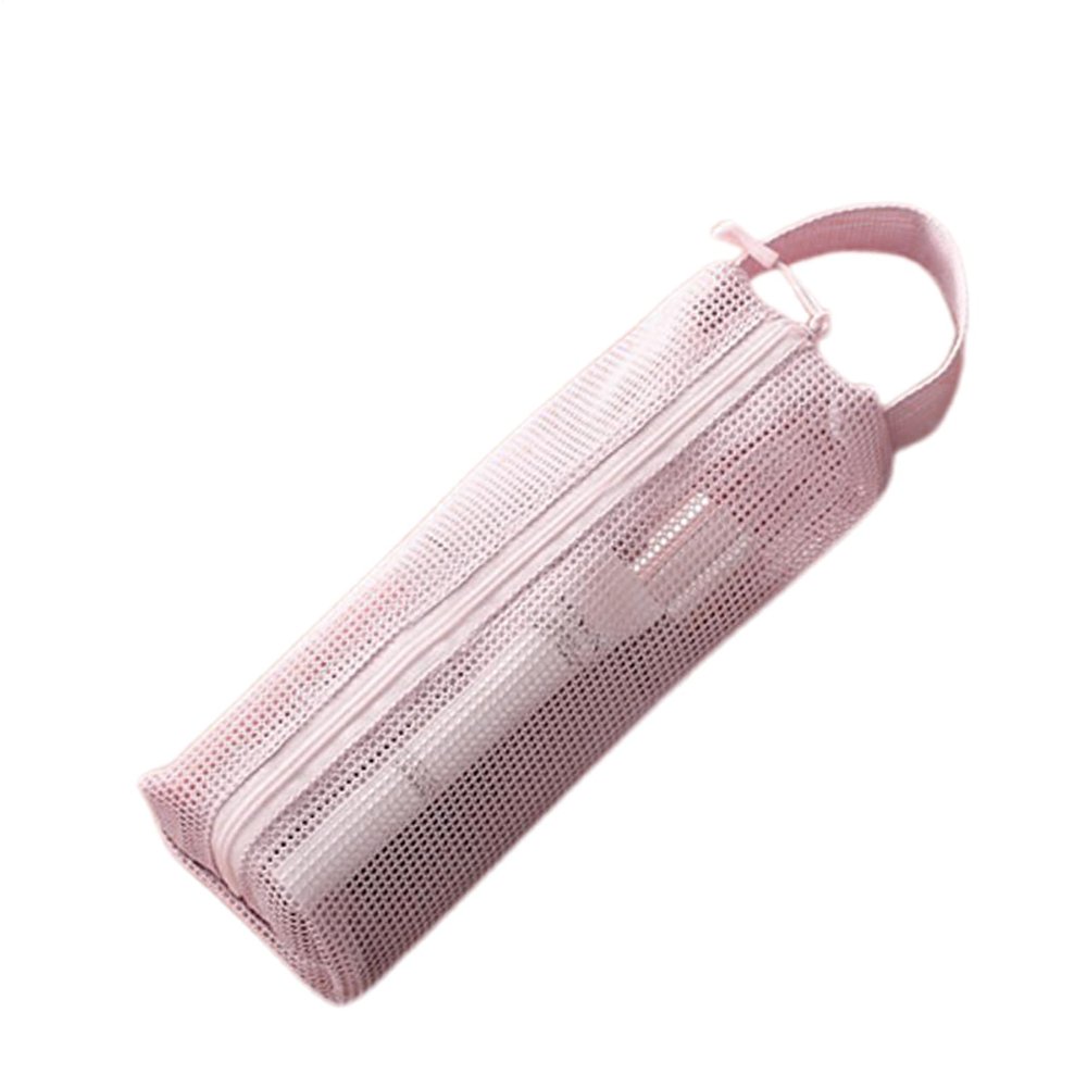 Portable Pink Travel Makeup Bag, Multifunctional Mesh Organizer
