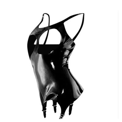 LIXIAAOOKWEDG Women's 100% Latex Corset with Garter, Suspender Clips, and Glove