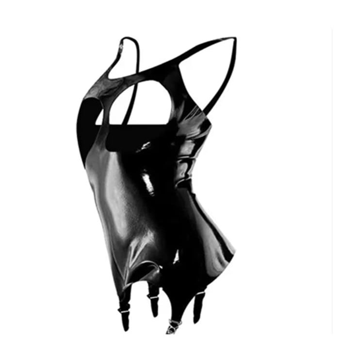 LIXIAAOOKWEDG Women's 100% Latex Corset with Garter, Suspender Clips, and Glove