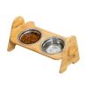 Adjustable Wooden Elevated Dog Bowl Stand view 1