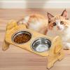 Adjustable Wooden Elevated Dog Bowl Stand view 3