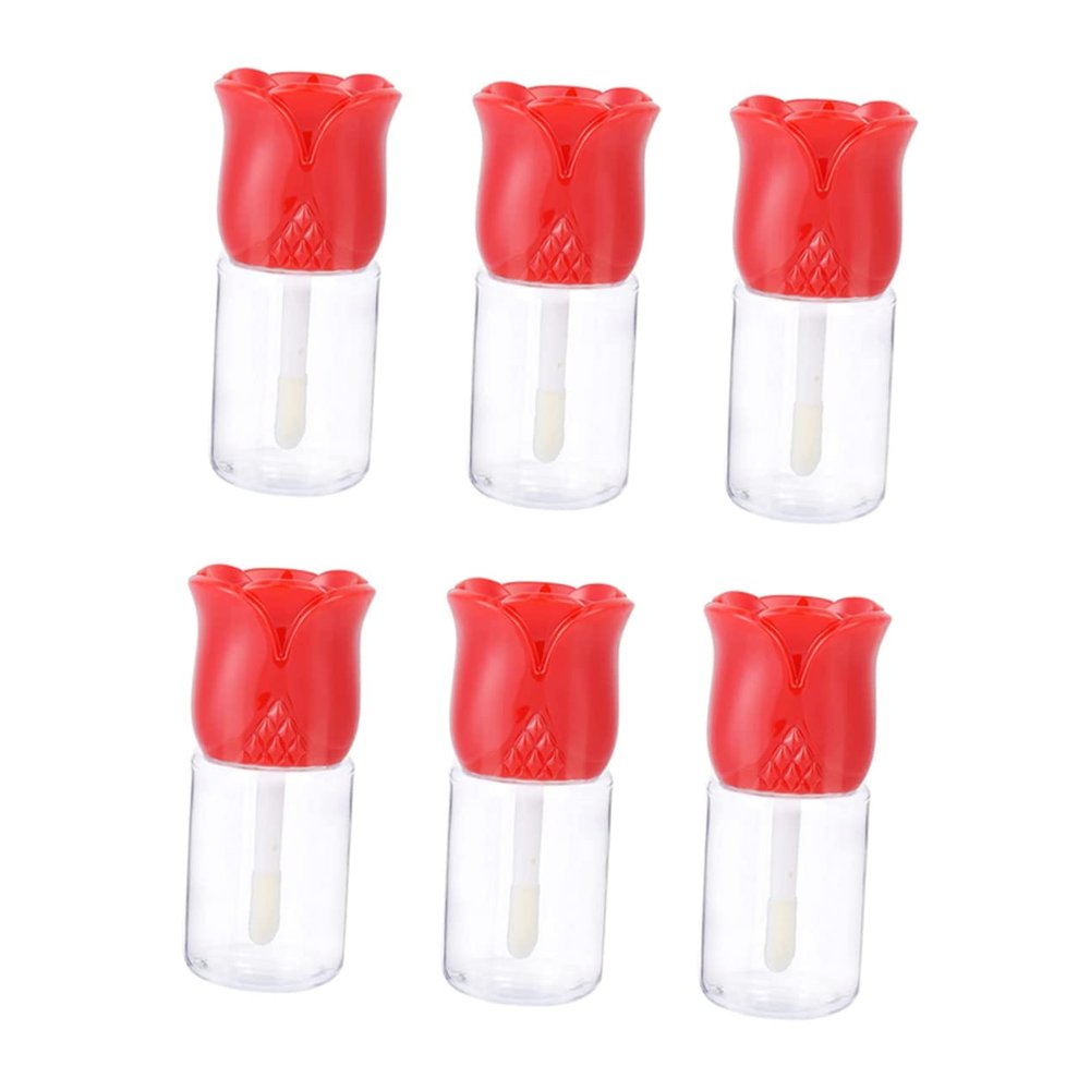 6 Empty Refillable Lip Gloss Tubes, Round ABS