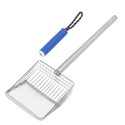 Qcwwy Cat Litter Scoop, 2-in-1 Stainless Steel Sieve and Scoop, Blue