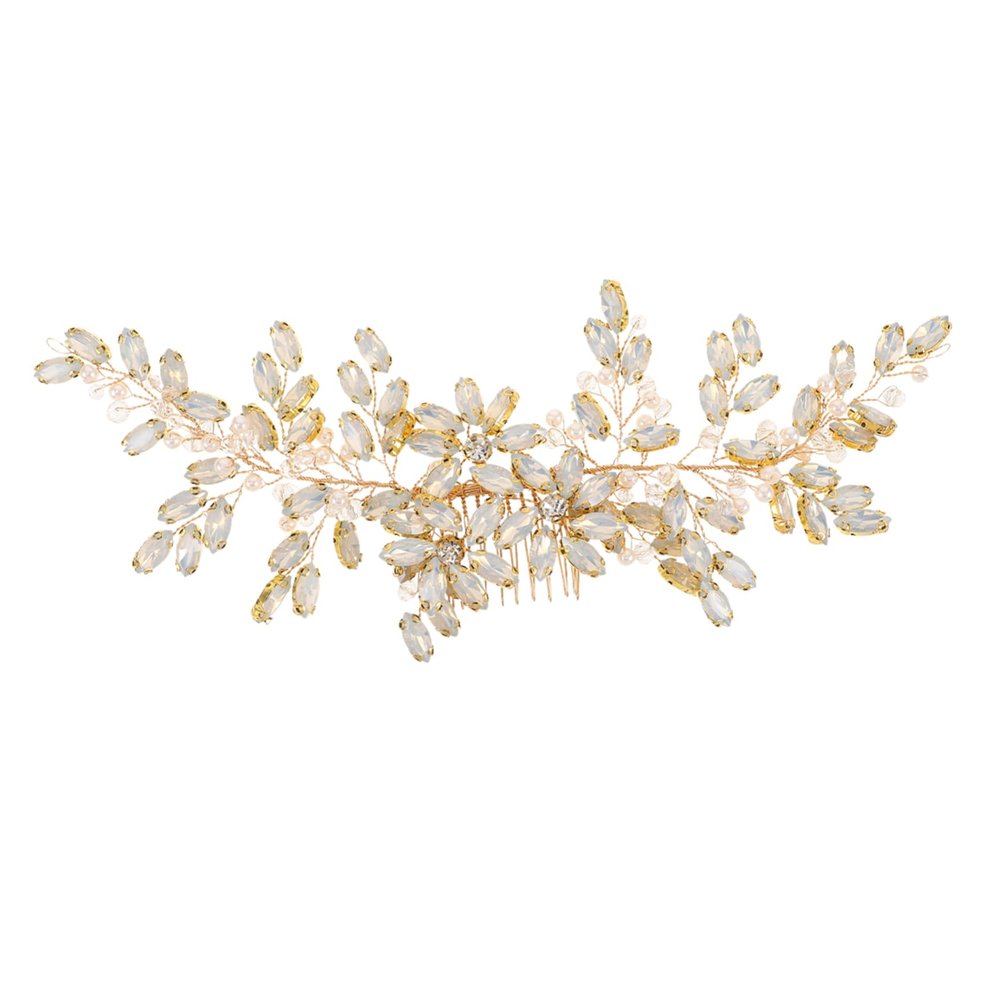 Bridal Hair Comb with Rhinestones and Faux Pearls