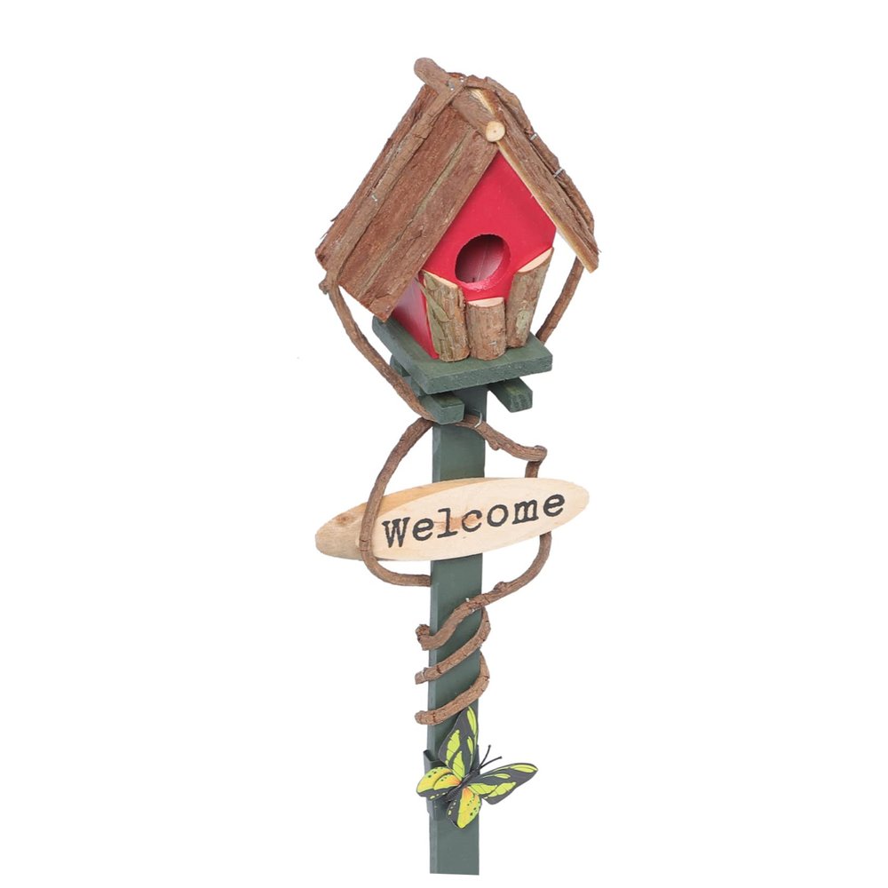 Abaodam Decorative Red Birdhouse Garden Stake
