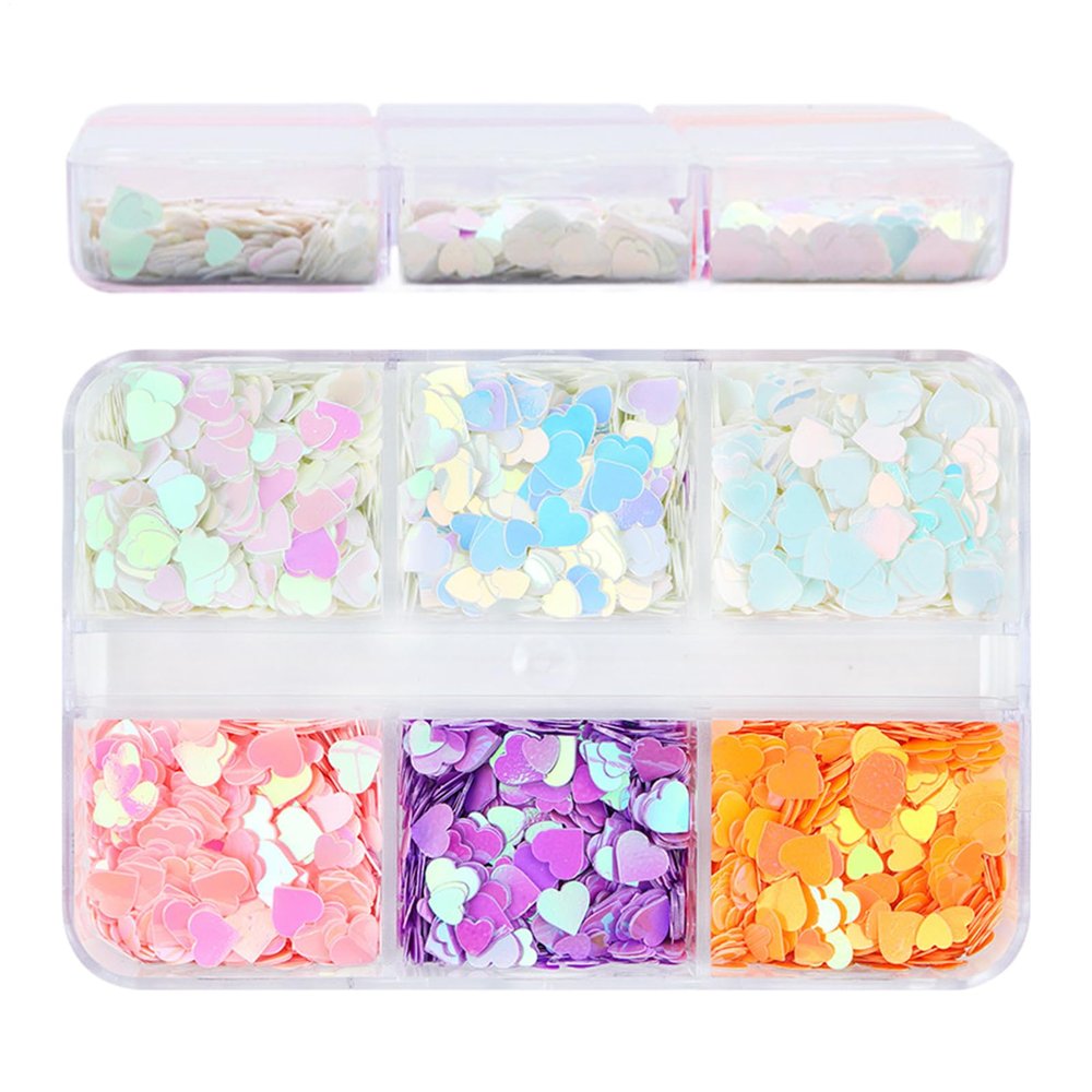 Nail Flakes, 6 Compartments, Japanese Acrylic Confetti