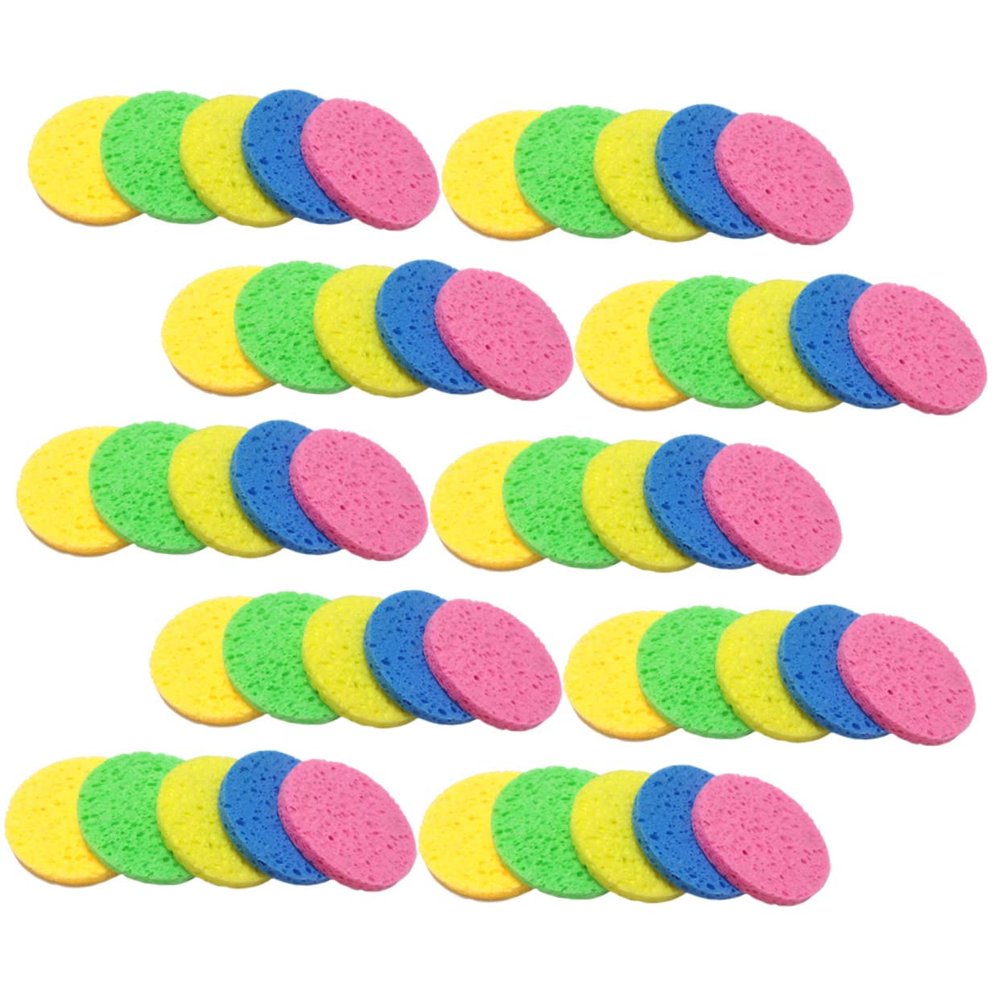 HAPINARY 50-Piece Round Colorful Cellulose Facial Cleansing Sponges