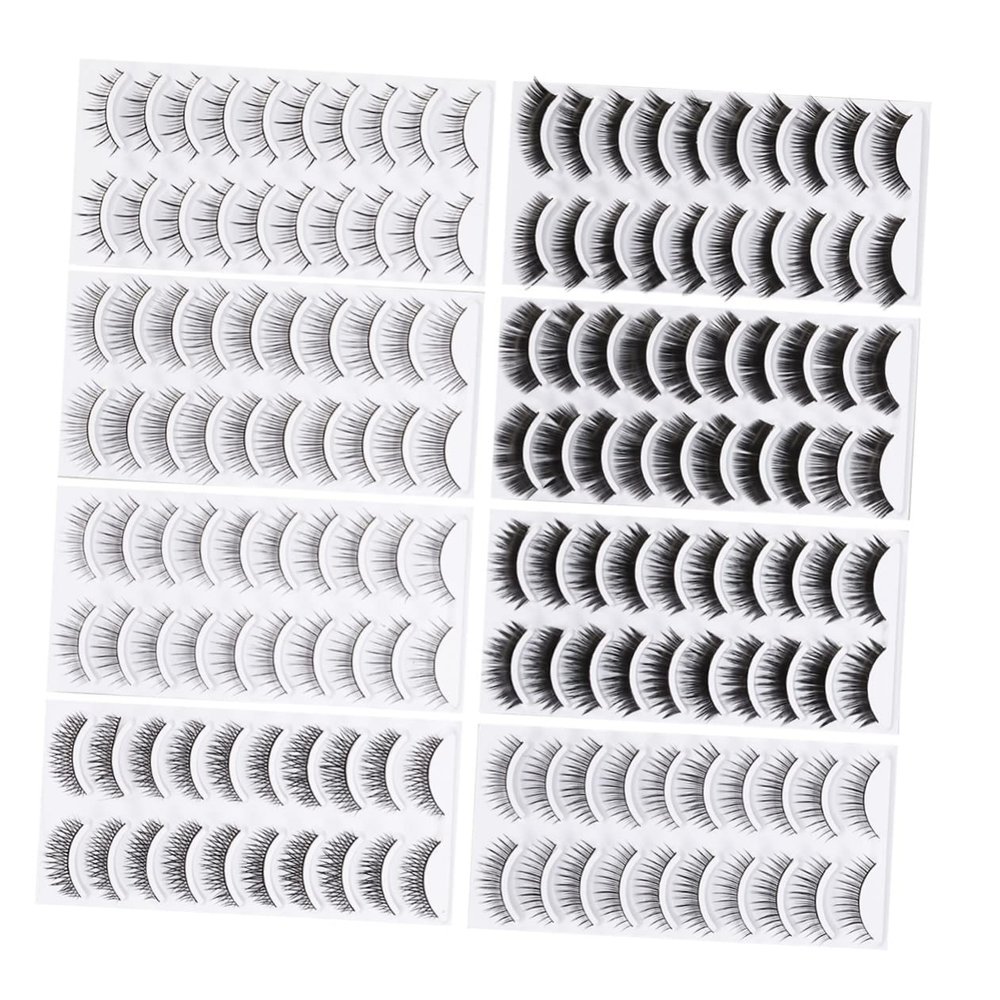 Artificial Eyelashes Set, 80 Pairs, 8 Designs for Cat-Eye Makeup