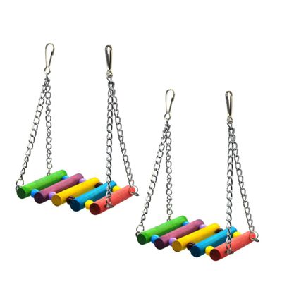 ifundom 2-Pack Colorful Wooden Parrot Swing with Bell