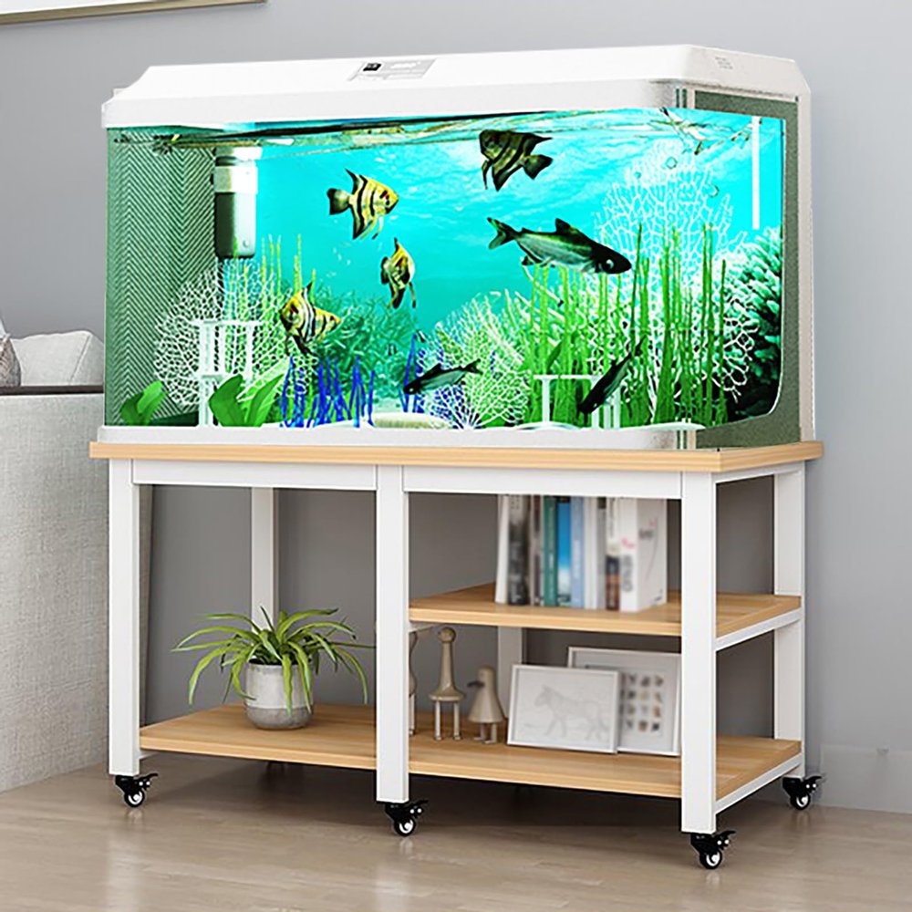 Aquarium Stand with Wood Top and Swivel Casters
