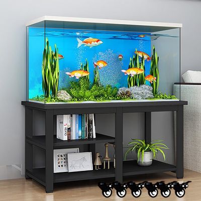 Rolling Metal Aquarium Stand with Casters and Lower Shelf