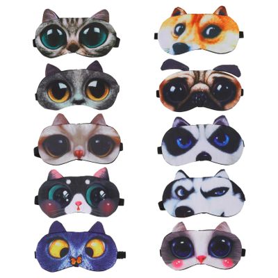 minkissy 10-Pack Breathable Sleep Masks, Full Eye Coverage, Animal Design