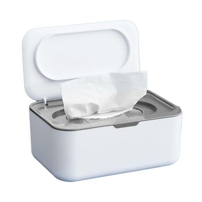 Wet Wipe Box and Dispenser for Babies and Adults, Refillable, Gray