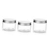 VICASKY 3-Pack 100 ml Squeeze Cream Containers, Round Refillable Plastic Jars for Creams and Lip Balm, Silver Lids view 1