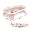 XXL Folding Baby Bathtub with Temperature Display, Bath Cushion, Drain Plug, and Non-Slip Feet, for Newborns to 24 Months, Pink, 80 x 50 x 22 cm view 3