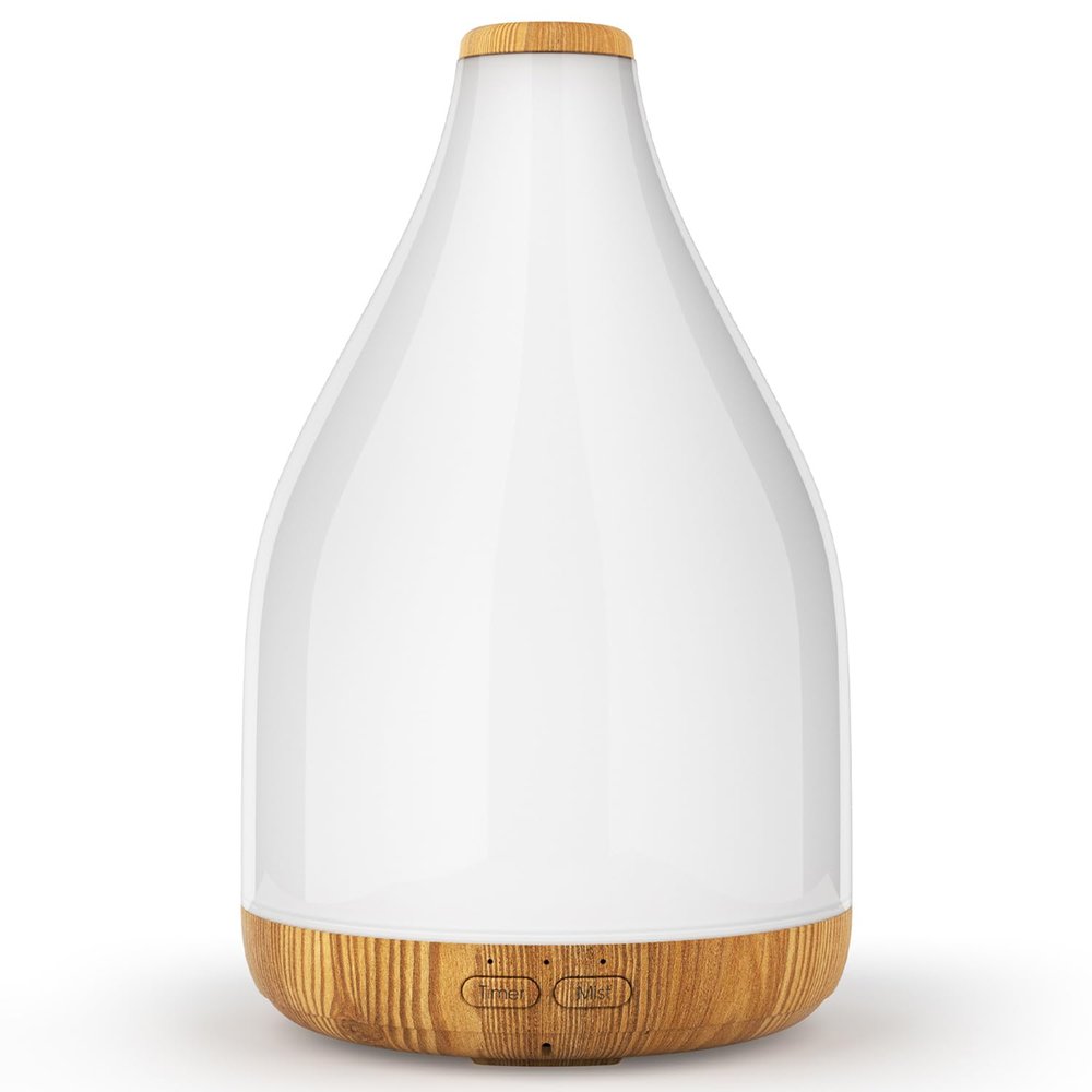 KinYiLO Aroma Diffuser, 300 ml Ultrasonic Humidifier with Timer and Remote, Brown