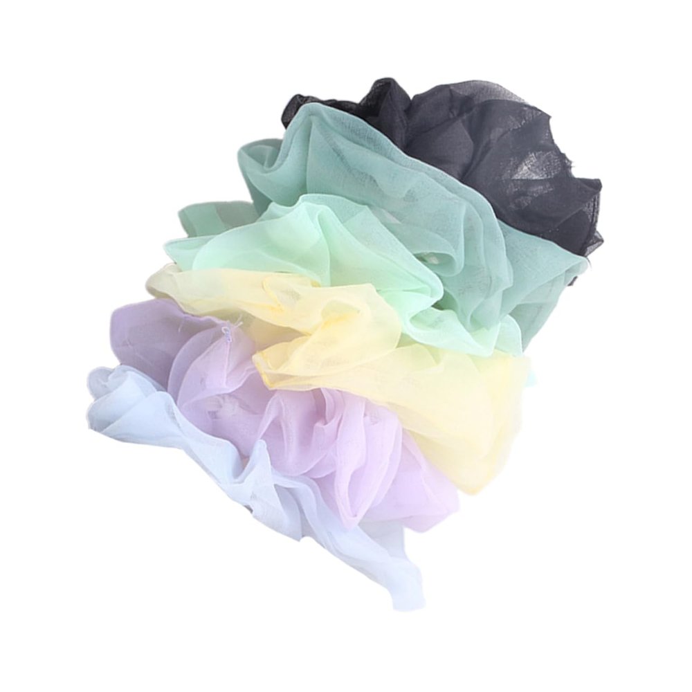 SAFIGLE 5-Pack Polka Dot Chiffon Hair Ties for Women and Girls